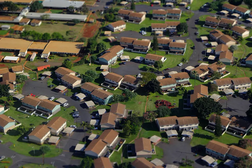 Aerial view of a residential neighborhood in Hawaiʻi